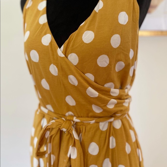Boden Yellow & White Polka Dot Halter Dress - Picture 3 of 5
